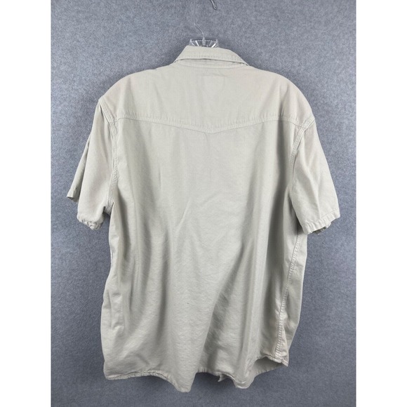 Lucky Brand Shirt Men's XL Gray Pearl Snap Short Sleeve Button Up Washed & Worn - Picture 7 of 11